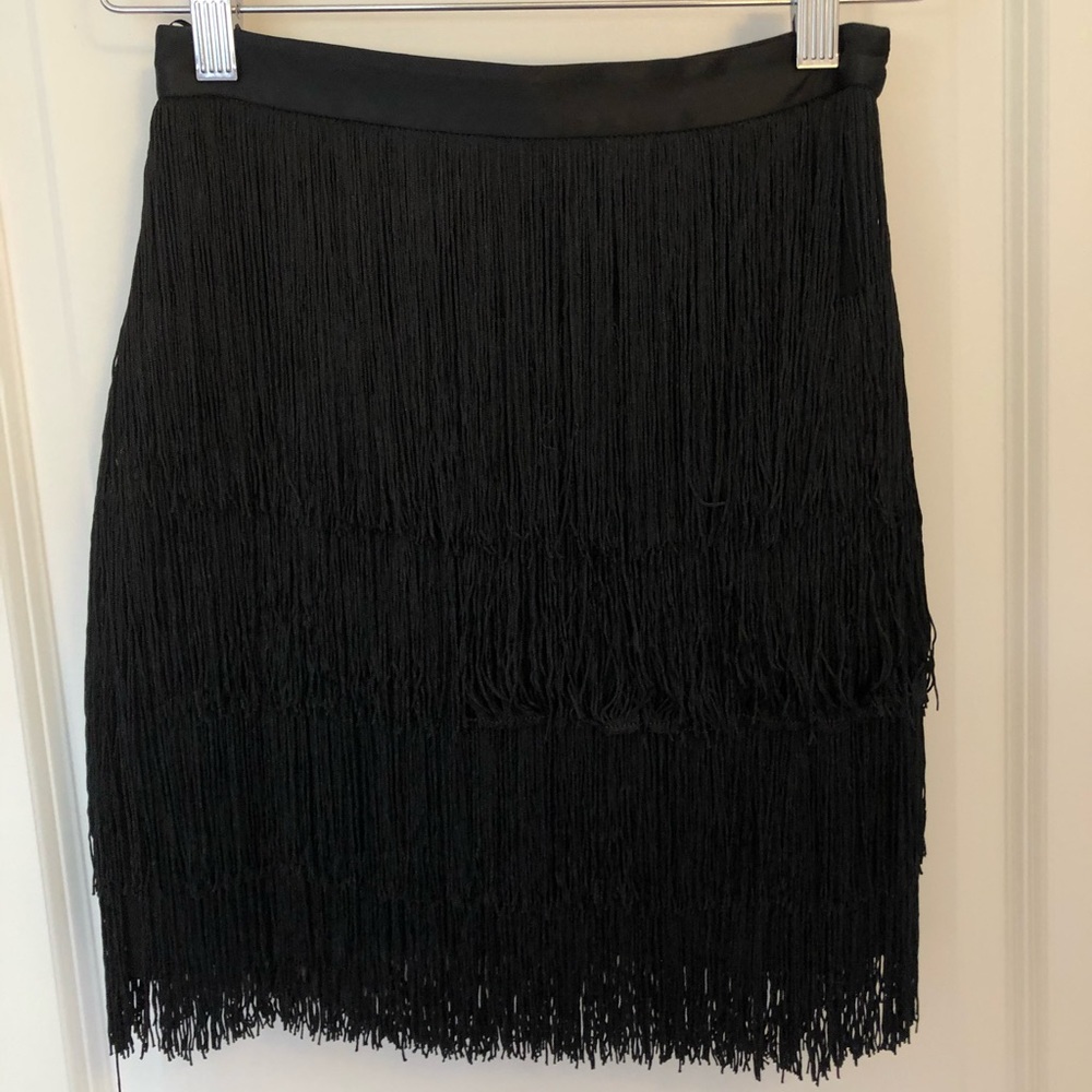 Meshki fringe mini skirt